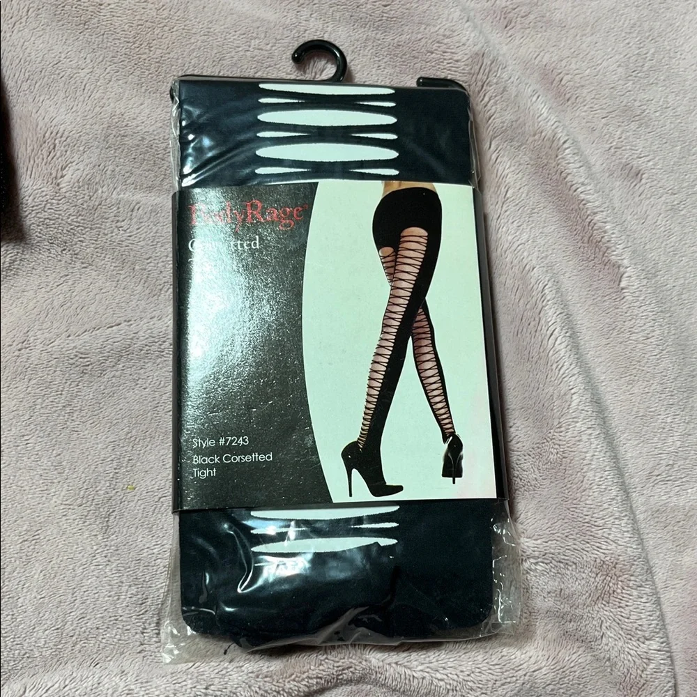 Spencer's Black Corsetted Tights